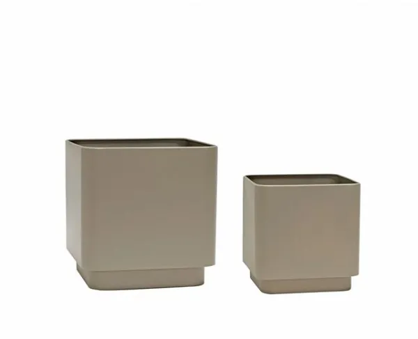 Hübsch Cube Potte Sett av 2 Brun