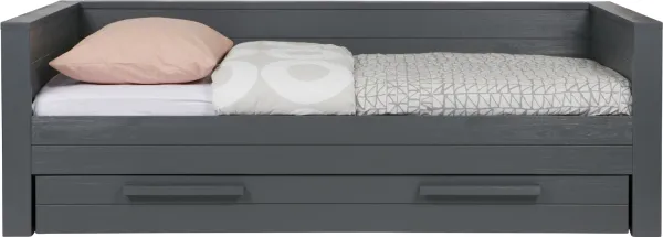 Dennis, Sovesofa, mørkegrå, H73x101x219 cm, furu