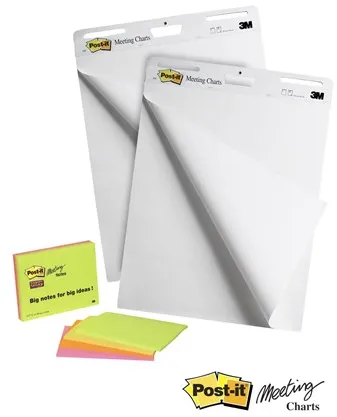 3M Post-it Super Sticky - flippoverblokk - 635 x 762 mm - 30 ark (pakke med 2)